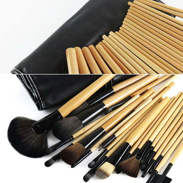 Wood Handle Makeup Brushes Set